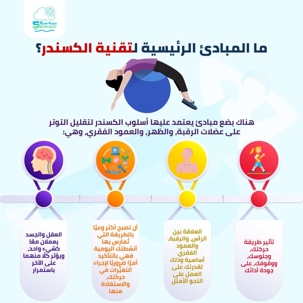 انفوجرافيك: ما المبادئ الرئيسية لتقنية الكسندر؟ 2 ما المبادئ الرئيسية لتقنية الكسندر؟ 01