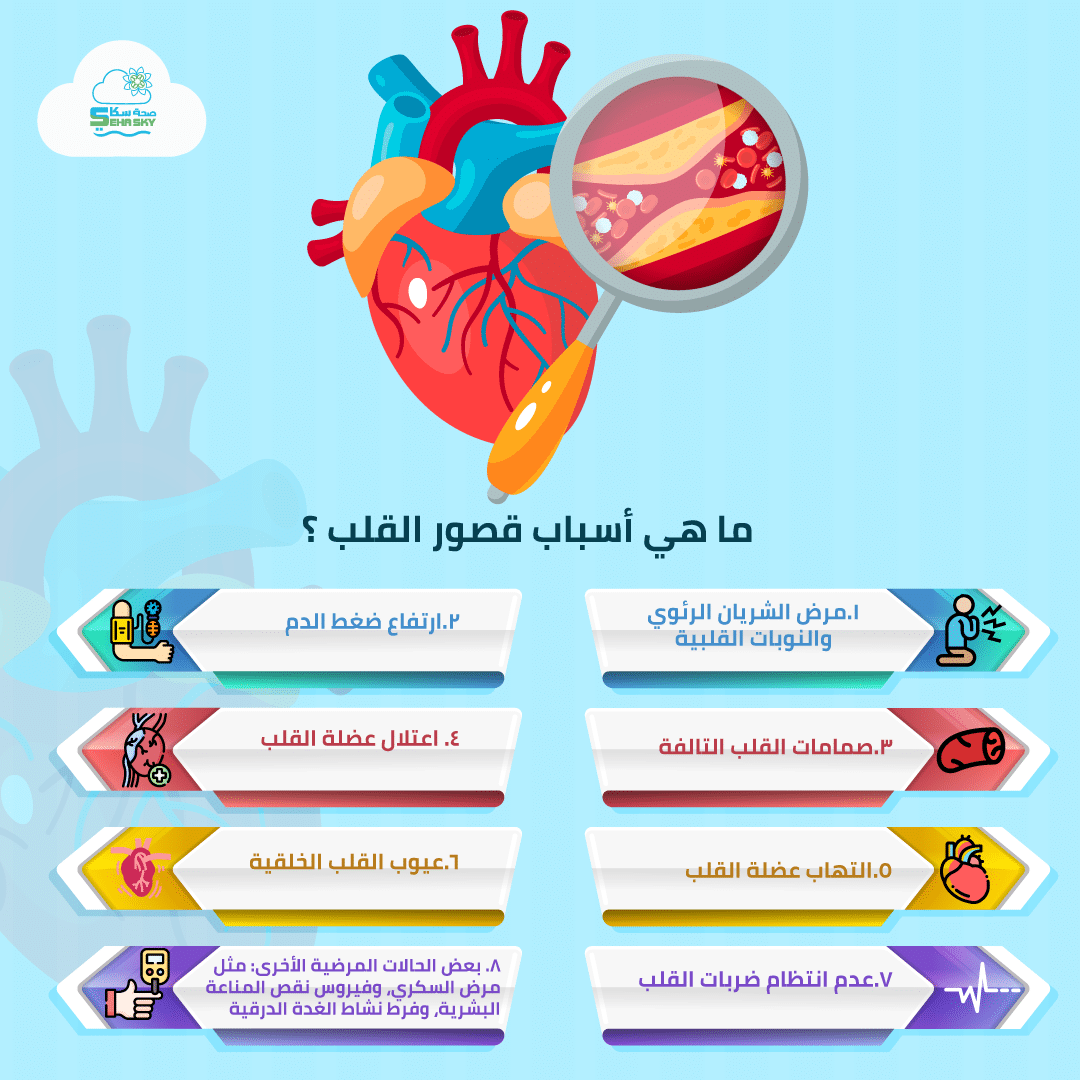 انفوجرافيك: ما هي أسباب قصور القلب؟ || 2026 || صحةسكاي